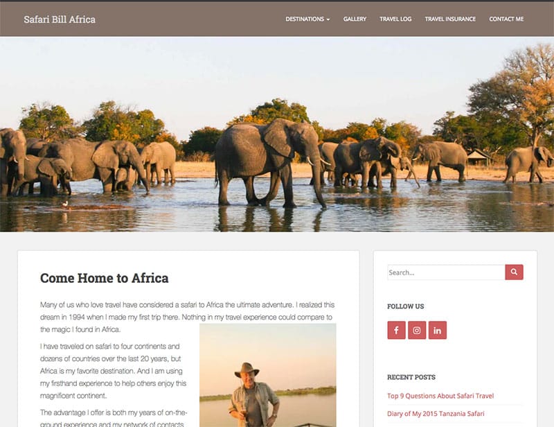 Safari Bill travel site